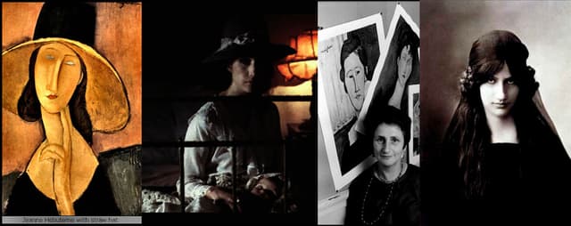 Ein Collage aus verschiedenen Gemälden, Fotorahmen und Postern.