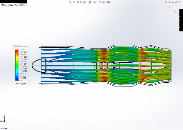 3D-Modell der internen Komponenten eines Automotor, dargestellt auf einem Computermonitor.