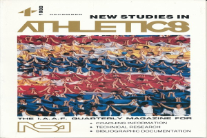 Buchumschlag betitelt "Neue Studien in Leichtathletik 1988" zeigt Athleten im Training vor einem hellblauen Himmel mit weißen Wolken und fernen Bäumen.