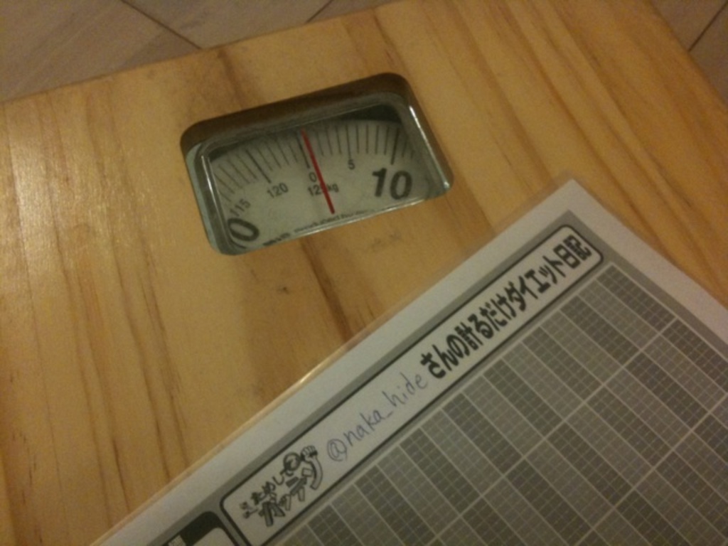 Eine digitale Waage auf dem Boden.