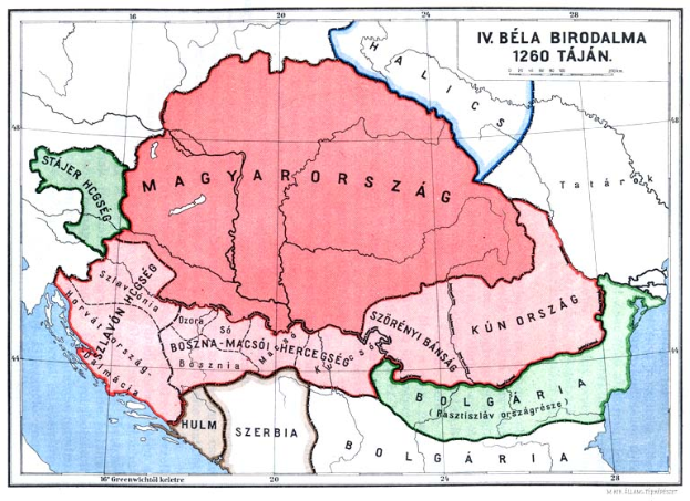 Eine Karte Ungarns aus dem 16. Jahrhundert mit Text, der das Ausmaß und die Regionen des ungarischen Reichs beschreibt.