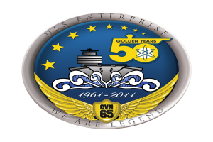 Ein Logo mit der Aufschrift "USS Enterprise 50-jähriges Jubiläum"