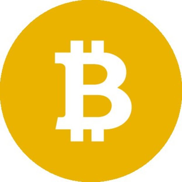 Ein hellgelbes Bitcoin-Symbol in der Mitte auf einem weißen Hintergrund.