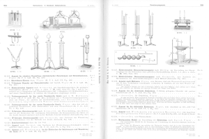 Ein aufgeschlagenes Buch mit verschiedenen Laborgeräten und begleitendem Text und Bildern.