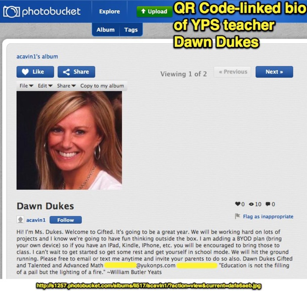 Eine Social-Media-Seite mit einem Profilbild einer Frau, ihrem Namen, einem beschreibenden Absatz und verschiedenen Icons und Buttons sowie einem Link unten.