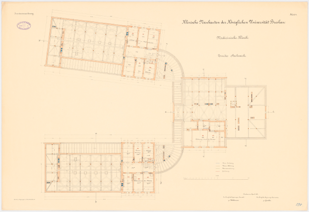 Ein detaillierter Grundrissplan der Universität Bayern, der zahlreiche Räume und umfassende Layout-Informationen zeigt.