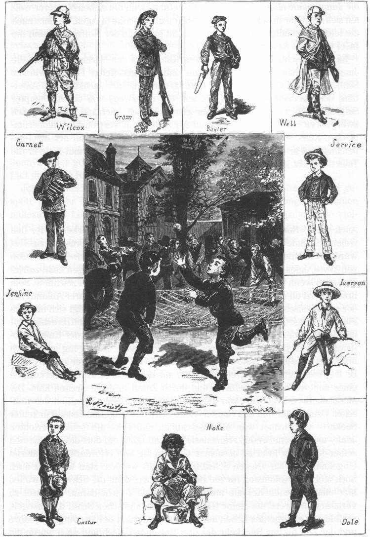 Schwarze und weiße Zeichnung von Kindern, die Baseball spielen, mit einem Gebäude und Bäumen im Hintergrund, betitelt "Die Geschichte des Baseballs" unten.