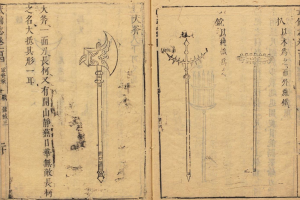 Offenes Buch mit chinesischem Text und detaillierten Illustrationen, das als erstes chinesisches medizinisches Buch gilt.