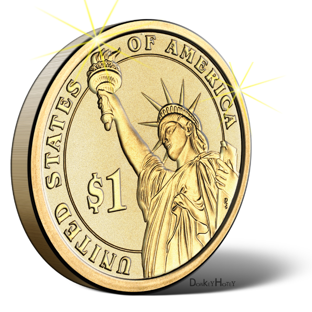 Eine animierte Abbildung einer Münze.