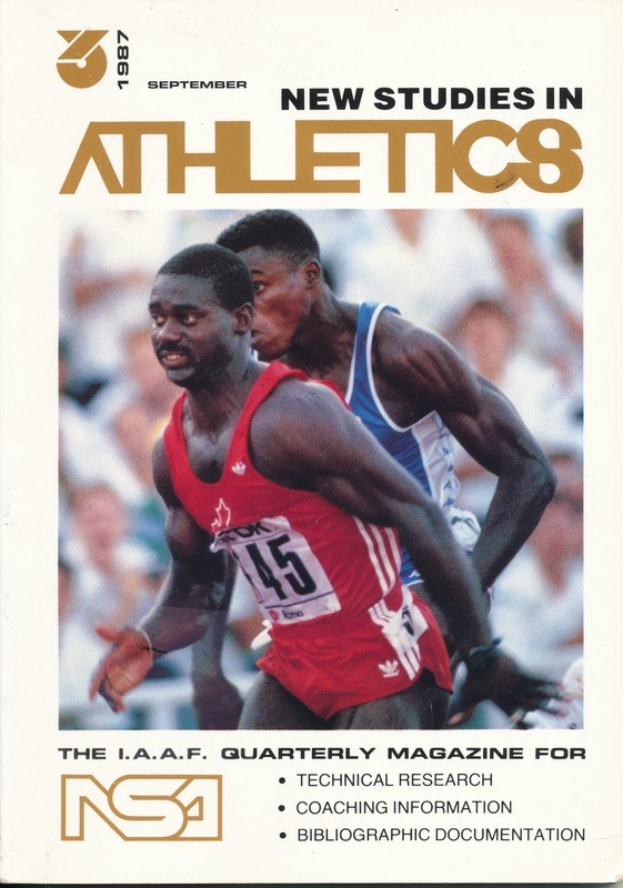 Titelbild von "New Studies in Athletics September 1987" mit zwei Personen auf dem Cover.