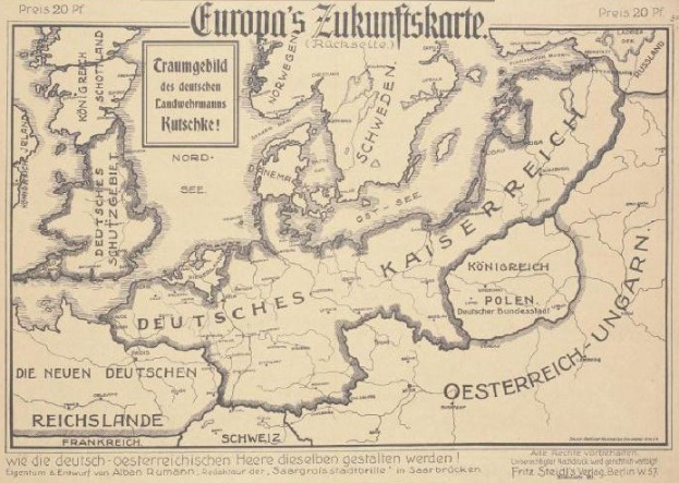 Alte Europa-Karte aus dem frühen 20. Jahrhundert, die das Ausmaß der Europäischen Union zeigt, mit handgeschriebenem Text auf altem Papier.