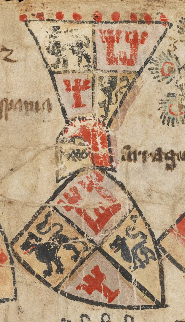 Nahaufnahme eines bemalten Papiers mit einem detaillierten Design aus Symbolen und Text.